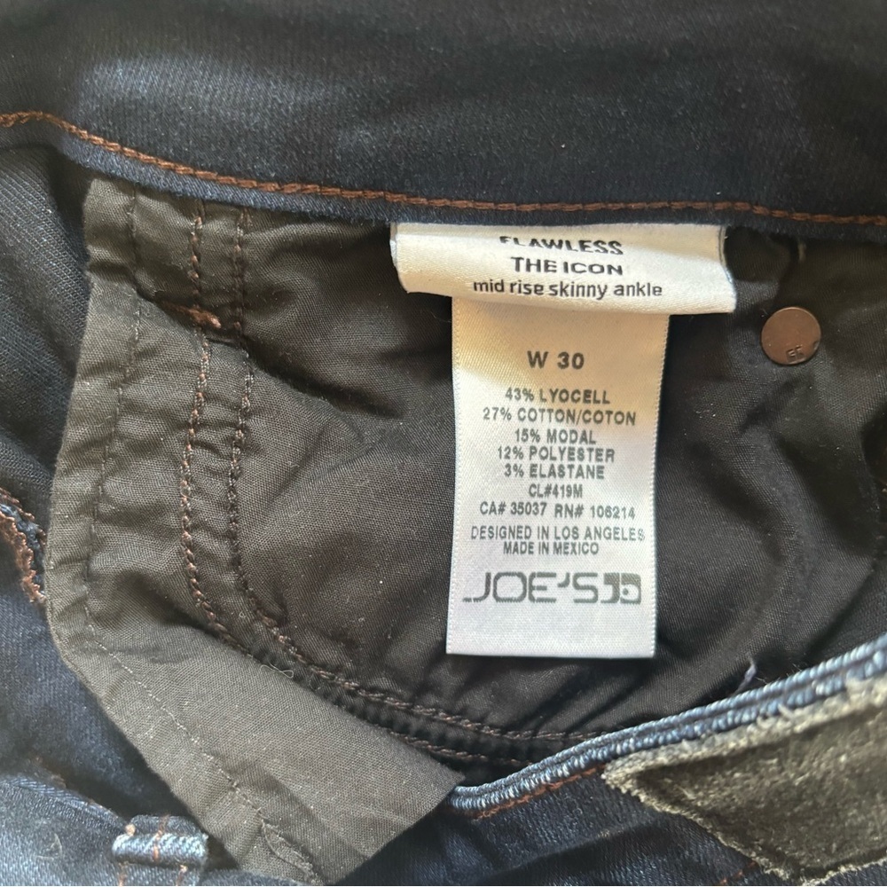 Joe’s THE ICON Stretch Mid Rise Skinny Ankle, Dark Wash, Size 30 - Picture 11 of 13